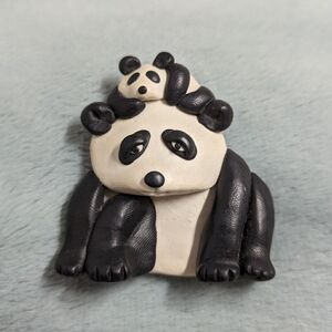 Vintage Artisan Made Panda Brooche
